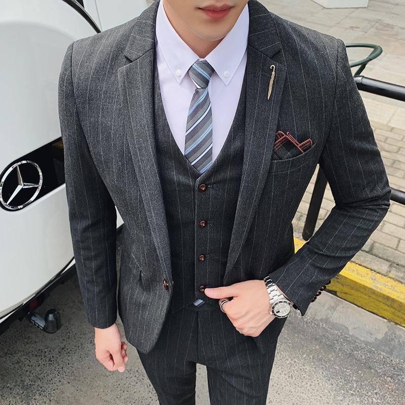 Men's Autumn/Winter Three-Piece Suit Set SJT9823-P265: Elegant Gentleman Style Suit.