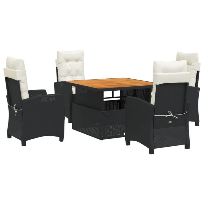 VidaXL 5-Piece Garden Dining Set with Cushions, Patio Table, Patio Furniture, Outdoor Furniture, Black 3277376