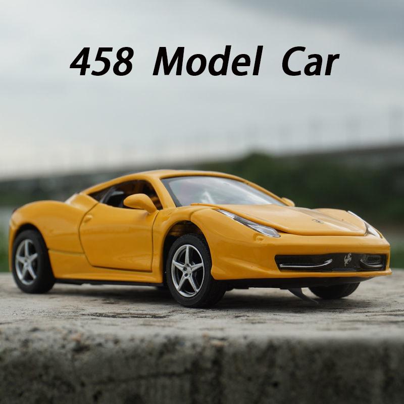 1/32 Ferrari 458 Supercar Alloy Muscle Car Model Sound and Light Pull Back Children's Toy Collectibles Birthday Gift