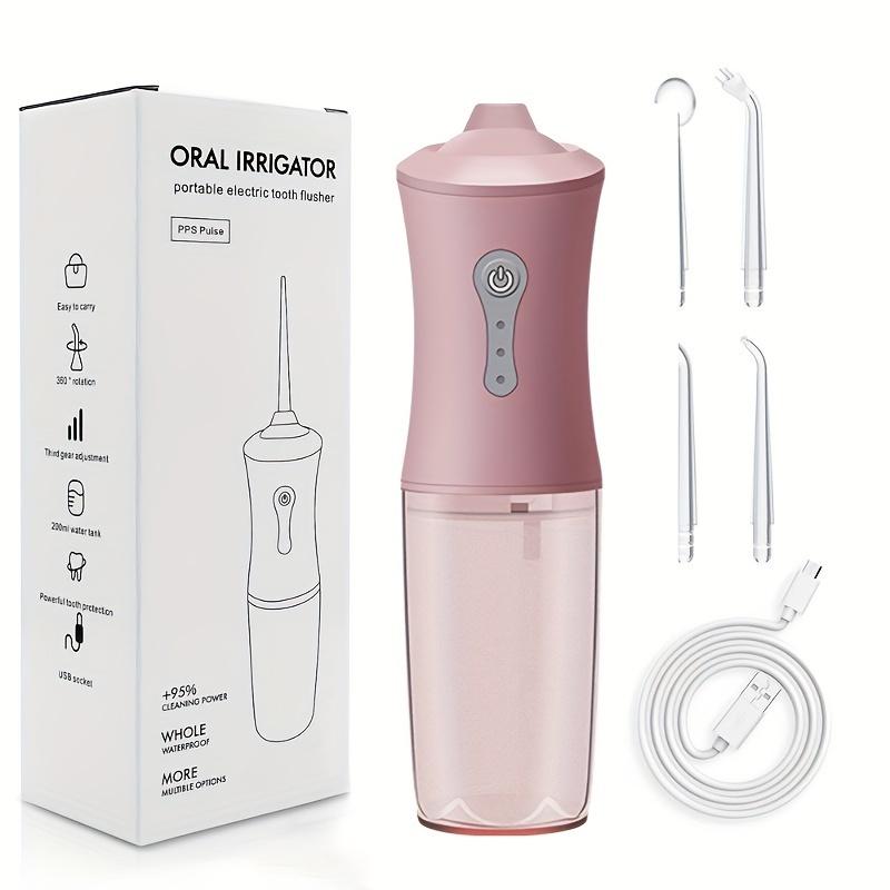 

Nigf Oral Dental Irrigator Usb Rechargeable Battery Water Flosser Handheld Dental Water Jet 120Psi Water Tank Waterproof Teeth Cleaner розовый