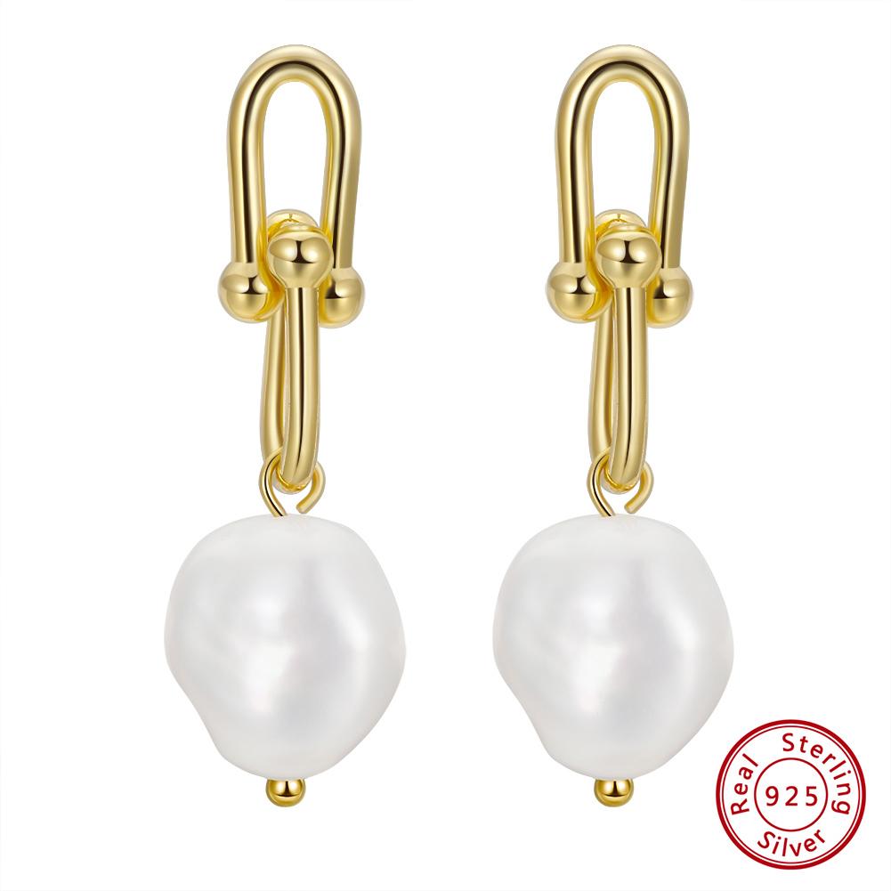 ORSA JEWELS Handpicked Baroque Pearl Earrings 925 Sterling Silver Vintage 14K Gold Pearl Drop Earrings Jewelry for Women GPE54