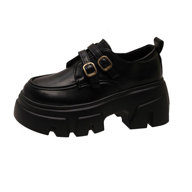 Brown Retro Small Leather Shoes Women's 2025 Spring and Summer New Versatile British Style Thick-soled Heightening One-pedal Loafers