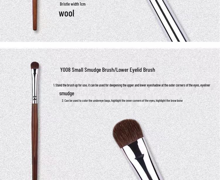 Tapered Wool Animal Hair Makeup Brush for Eyeshadow, Blending, Concealer, and Lip & Brow Application.