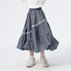 Girl's Plaid Pleated Skirt with Lace Trim