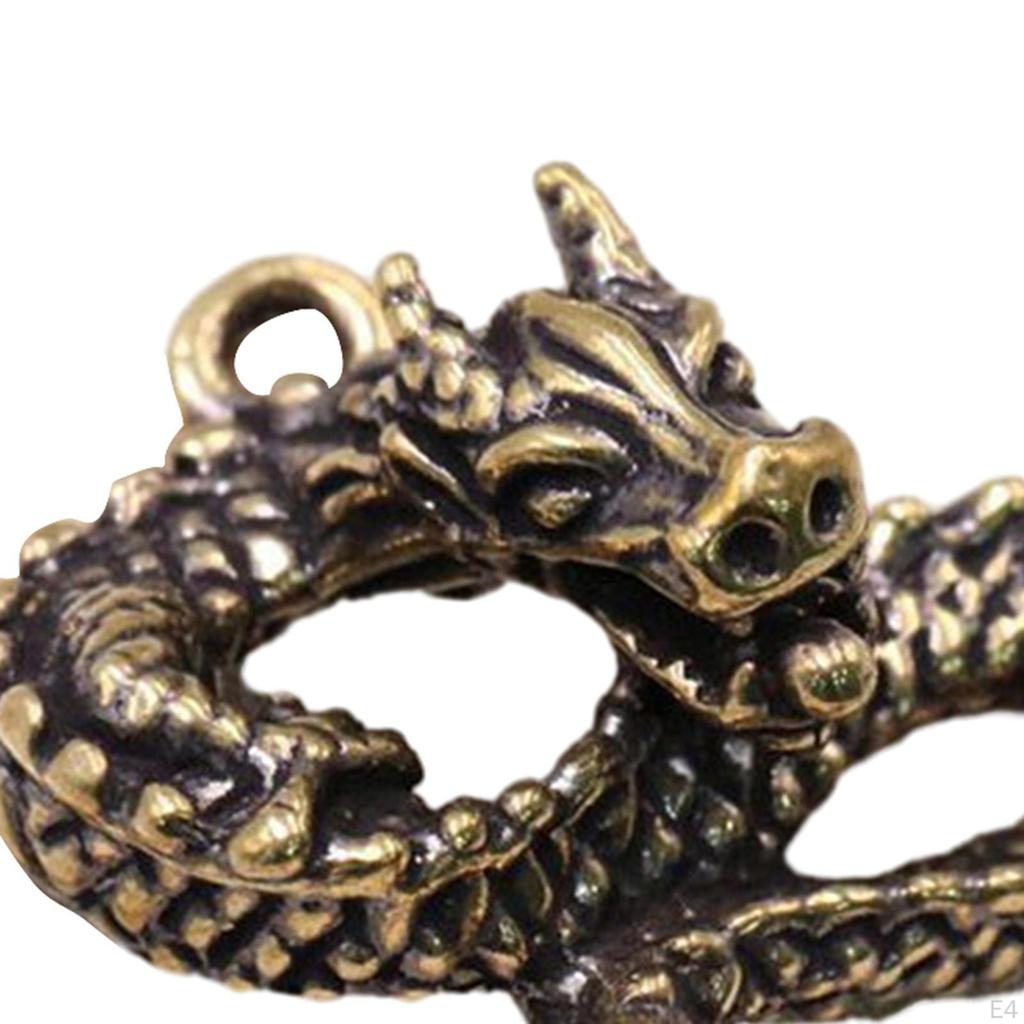 Brass Mini Chinese Dragon Keychain Pendant Cute for Year