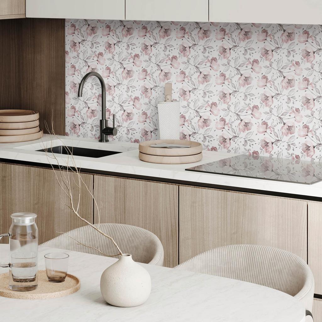 Azulejos de Vinilo Autoadhesivos con Impresión para Sala de Estar Patrón Floral Acuarela 10X40X20 Cm