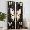 2 Pcs, Versatile Polyester Transparent Curtains for Home Decoration Vintage Black Butterfly & Floral Leaf Pee for Use In