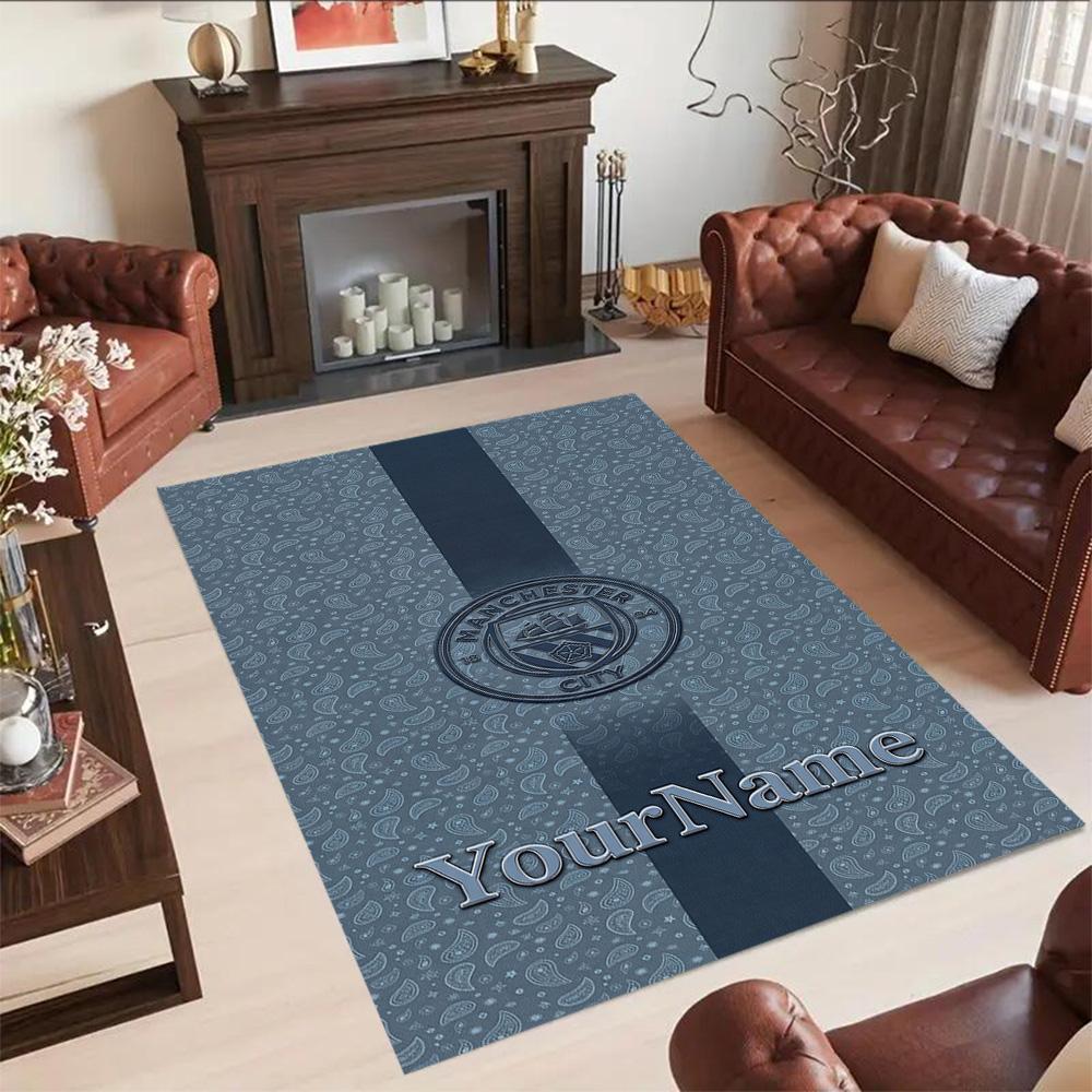 Manchester City Customize Your Name Carpet Design for Dormitory Hallway Study room Balcony Anti-slip Rug Office home decor Gift for Festivals