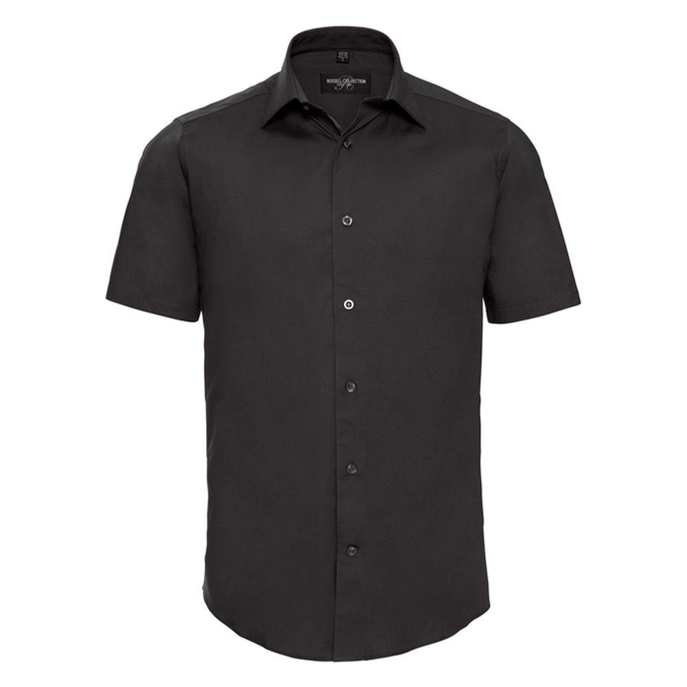 Russell Collection Mens Stretch Fitted Short-Sleeved Shirt