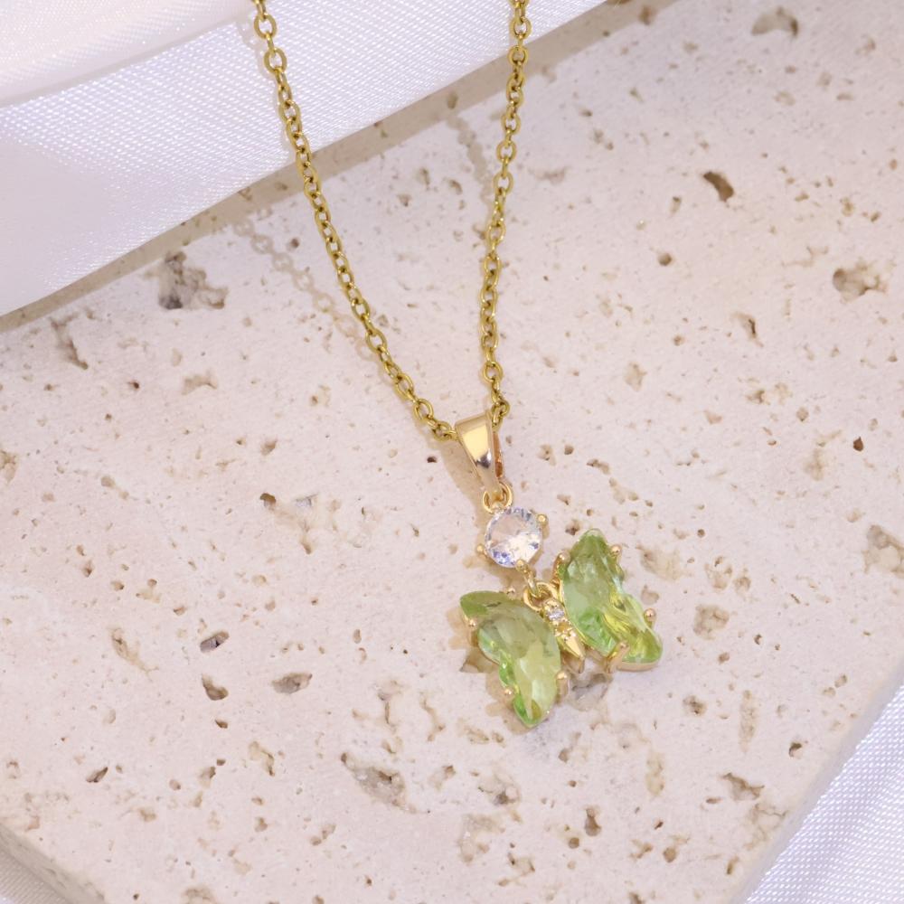 Fashion Artificial Crystal Butterfly Pendant Necklaces for Women Zirconia Necklace Wedding Party Jewelry Accessories