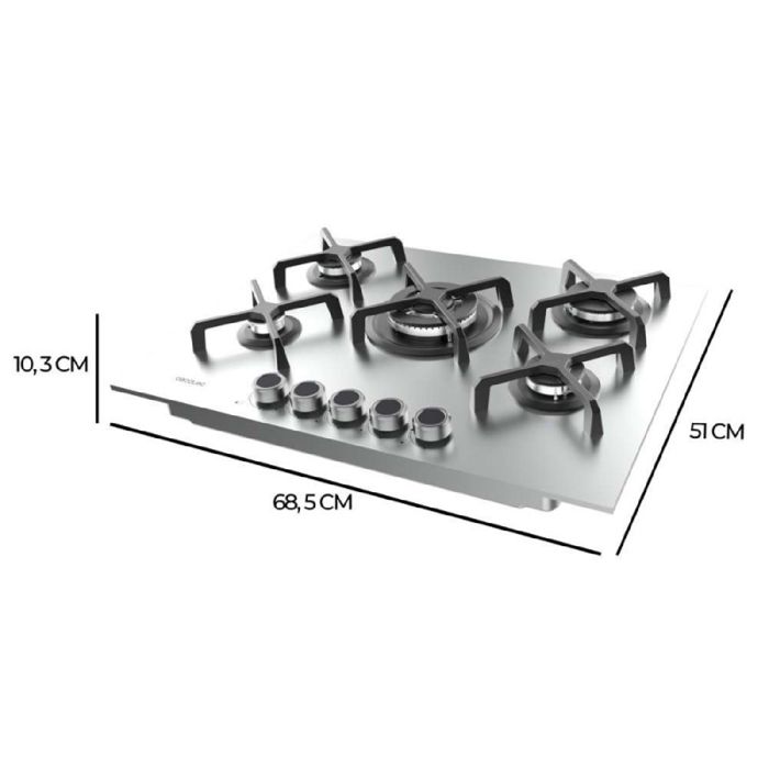 Plaque de Cuisson au Gaz 5 Feux Bolero Squad G 5400S Inox Cecotec