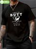 "I Only Do Butt Stuff At The Gym" Funny Workout T-shirt - 100% Cotton Regular Fit Black Tee with White Graphic Print for Gym