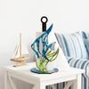 Paper Towel Holder with Wooden Fish and Seaweed Design, Freestanding Tabletop Roll Stand for Kitchen Counter and Dining Table, 10.15 Inch