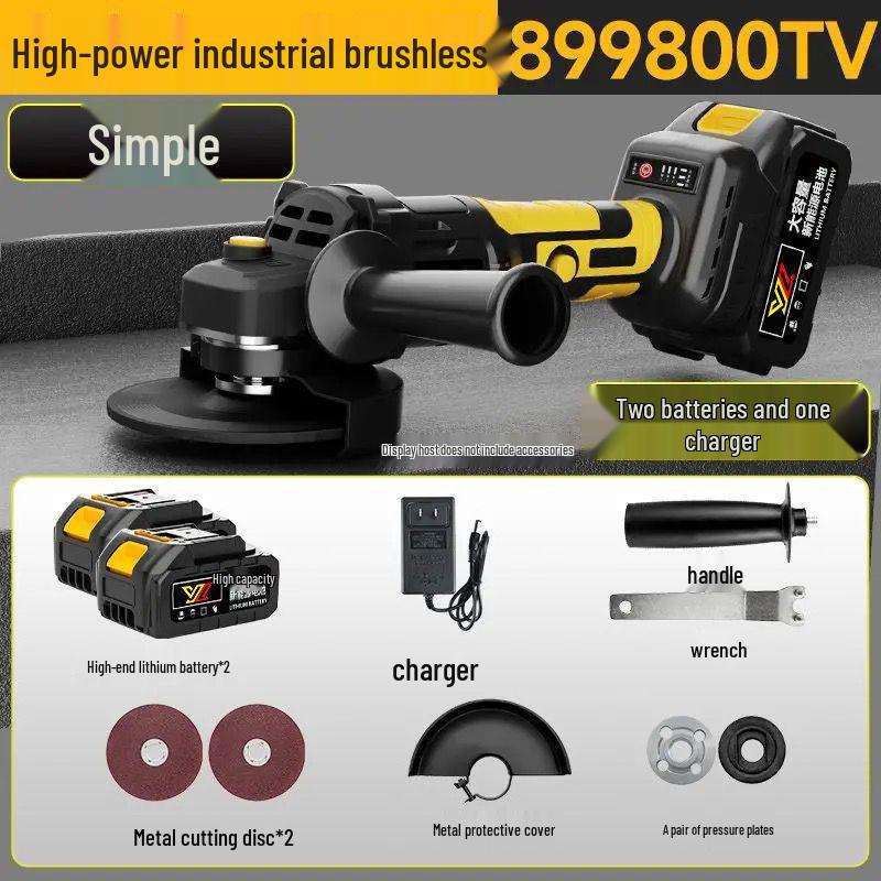 High-Power Brushless Rechargeable Angle Grinder with Lithium Battery for Cutting and Multi-Function Polishing