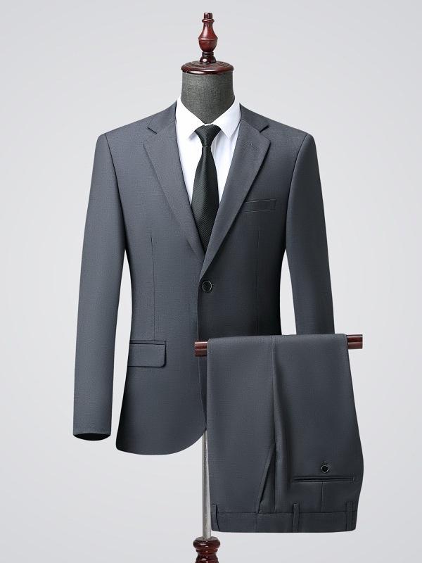 Korean Style 2026 Men s Slim Fit Non-Ironing Suit - Casual, Formal, Business, Wedding. Medium синий