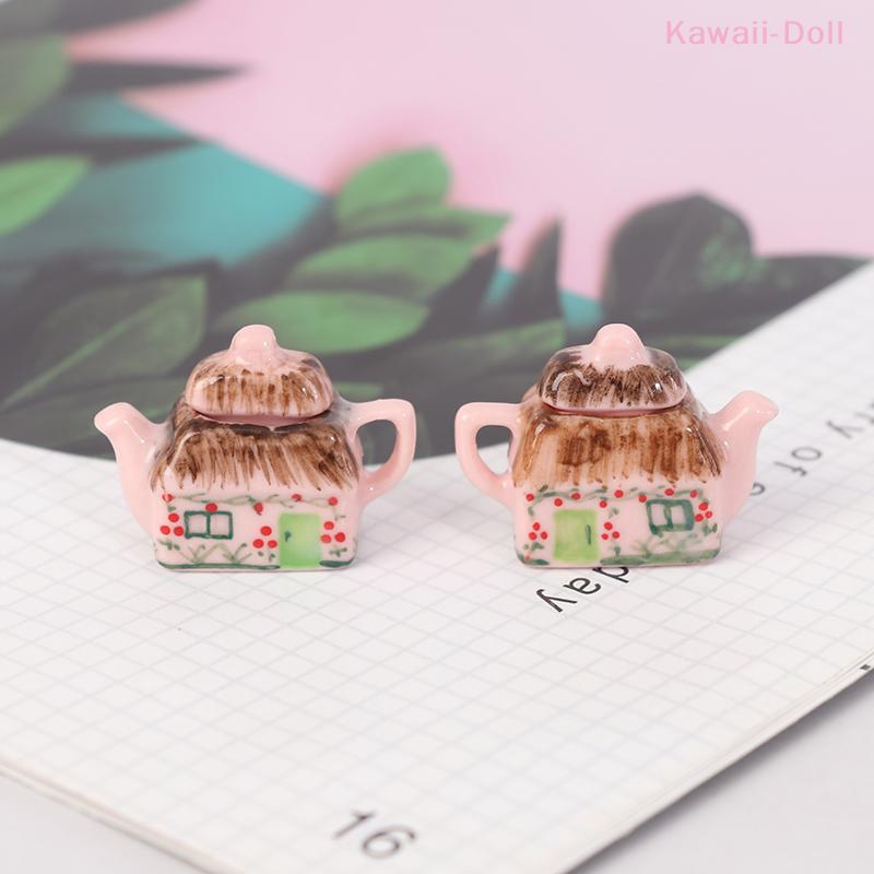 1Pcs 1/12 Miniature Dollhouse Lovely Porcelain Cup Water Kettle Tableware Kitchen Toy