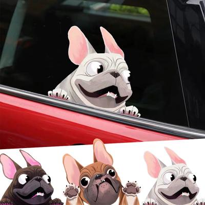 Cute Cartoon Dog Car Window Stickers Puppy Bulldog Decals Car Door Rear Windscreen Sticker Funny Animal Vinyl Decal