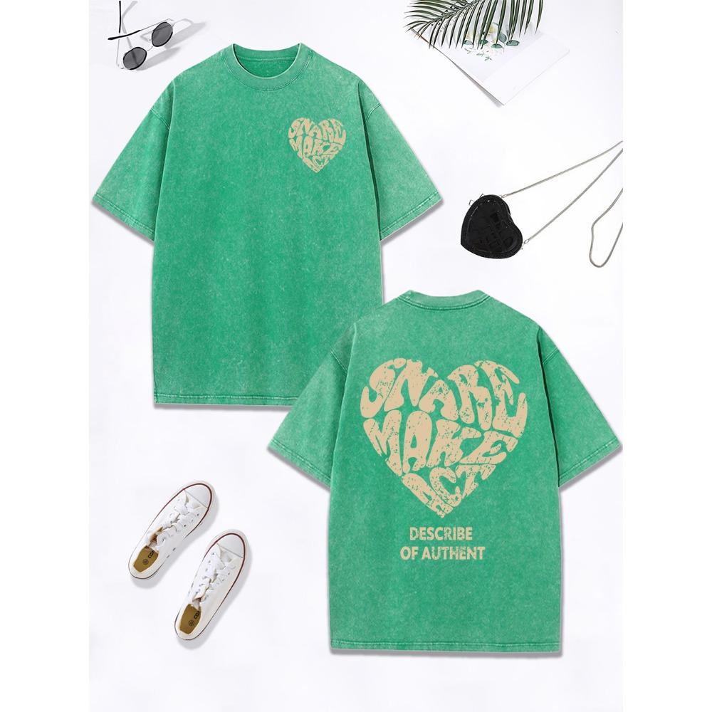Art Love Describe Of Authent Prints Washed T-Shirt Women Cotton Oversize Tops Street Distressed O-Neck T Shirt Clothes