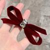 High-End Retro Velvet Rhinestone Black Bow Hairpin for Women