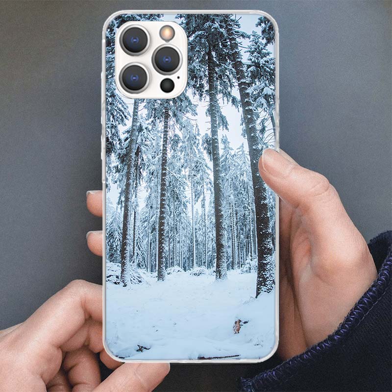 Winter White Snow Christmas Phone Case For Apple iPhone 16 15 14 13 12 11 Pro Max Mini XS XR X 7 Plus 8 + SE Soft Silicone Print