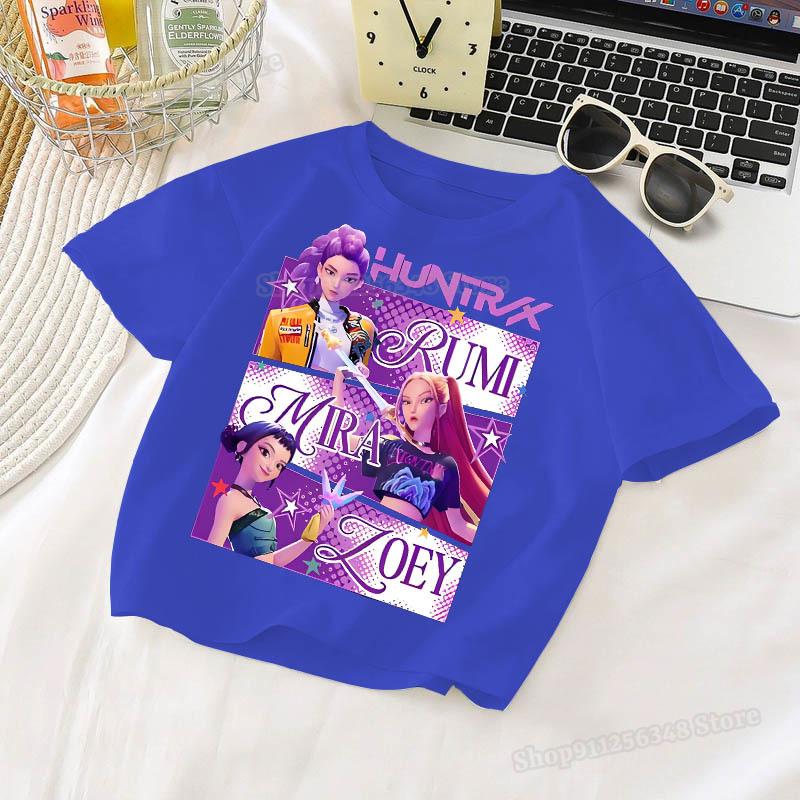 Dětské oblečení, KPop tričko Demon Hunters s kresleným potiskem, Harajuku trička pro děti, dárek pro filmové fanoušky 2025, bavlněná trička na léto