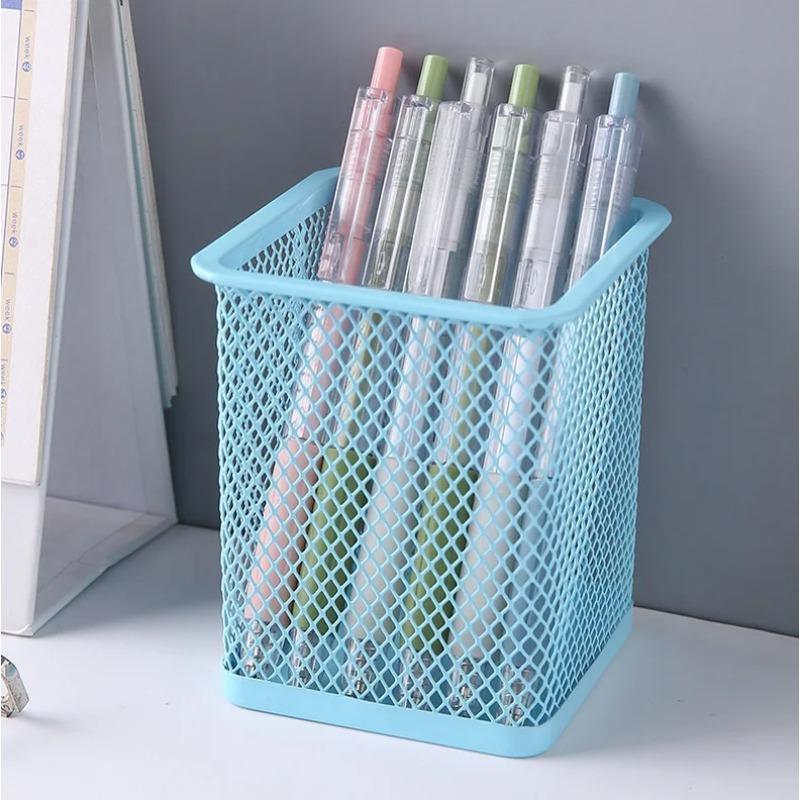 Stationery Pencil Bag Desktop Pencil Bag Creative Metal Mesh Hollow Design Student Color Pencil Large Capacity Pencil Bag