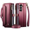 For Samsung Galaxy Z Fold 8 Case Crossbody Zipper Wallet RFID Blocking Card Slot Magnetic Leather Wristlet Flip Cover for Women