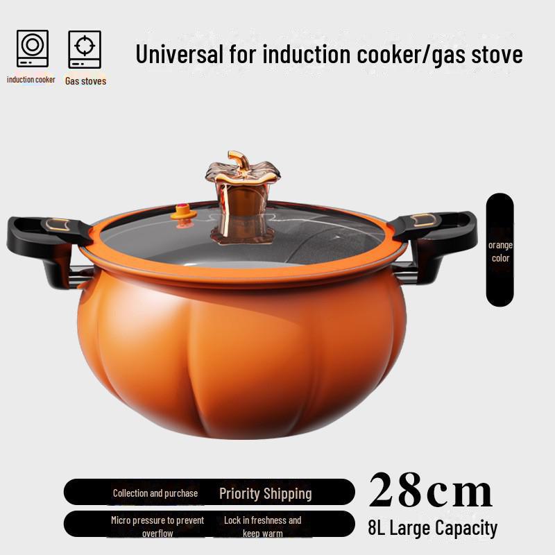 

Микро-скороварка в корейском стиле, кастрюля для тушения с антипригарным покрытием, большая емкость, дизайн в виде тыквы