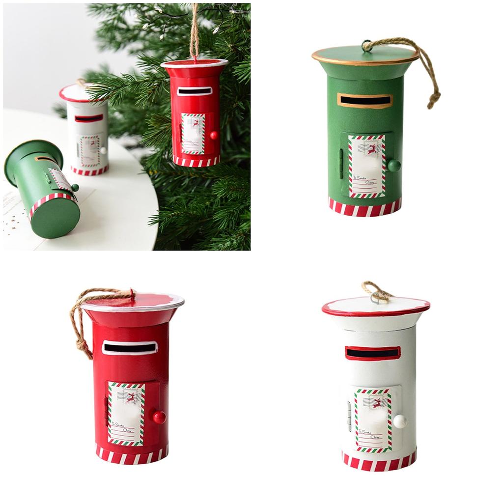 Christmas Tree Mailbox Hanging Decoration Iron Mailbox Hanging Ornament For Front Door Mantels Porch Yard Window Display