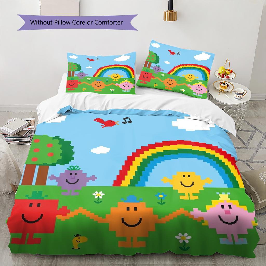 Herr. Herren Little Miss Muster Bettwäsche, Steppbett Set Bettbezug Kissenbezug Haus Geburtstag Geschenk (1 Bettbezug + 2 Kissenbezüge, ohne Füllung)