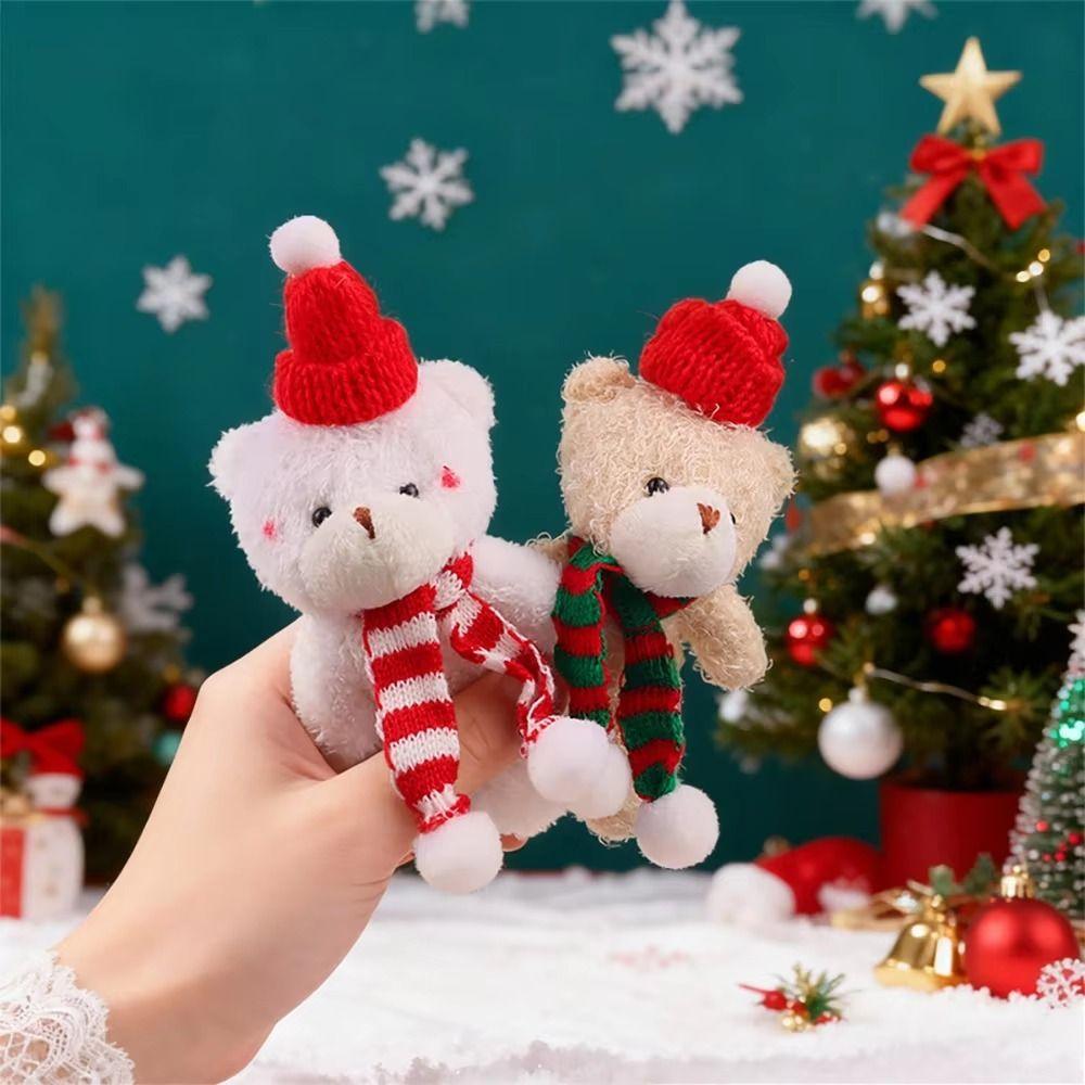 10Pcs With scarf Christmas Bear Plush Toy Cartoon Animal Bear Plush Dolls Holiday Gift
