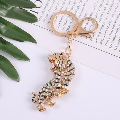 Keychain Pendant Sparkling Rhinestones Zodiac Tiger Shape Charm Key Chain Strong Lobster Clasp Multi-Functional Key Holder