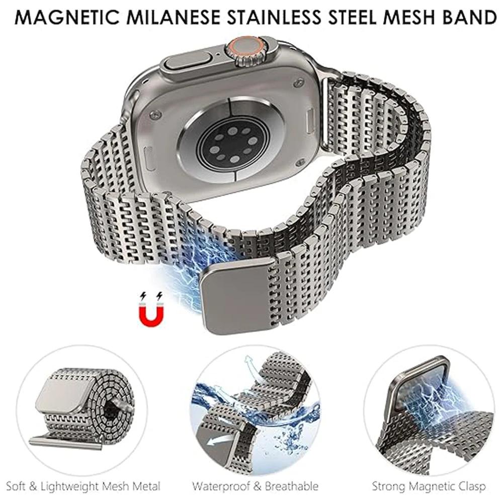 Magnetic Band for Apple Watch Ultra 3 2 49mm 42 46mm 44 41 45mm Metal Loop Strap Bracelet for iWatch Series 11 10 9 8 7 Se Ultra