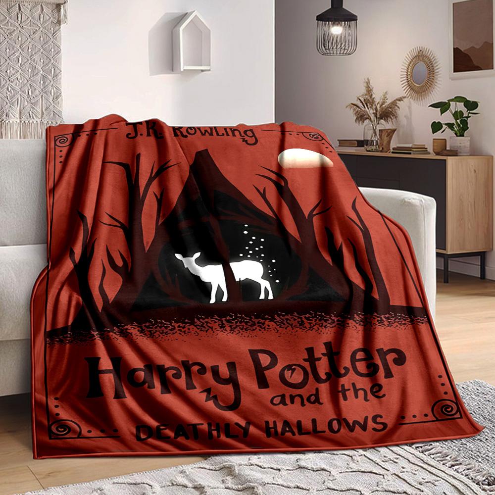 1pc Harry Potter Flannel Throw Blanket - HD Printed Lightweight Soft Warm All-Season Blanket for Sofa, Bed, Travel, Camping 038
