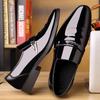 Spring Men's Korean Fashion Casual Leather Shoes - Patent Leather Business Style