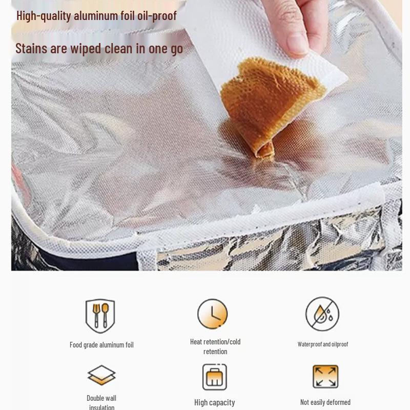 Aluminum Foil Insulated Lunch Bag - Waterproof, Portable Meal Tote for Work or School