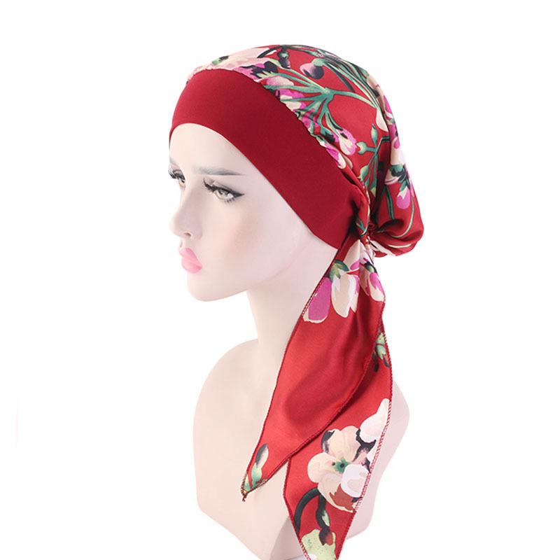 fashion printed flowers women inner hijabs cap muslim head scarf turban bonnet ready to wear ladies wrap under hijab caps