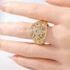Delicate Gorgeous Dazzle Synthetic Zirconia Hollow Floral Ring for Women Luxury Elegant Banquet Celebration Jewelry Accessories