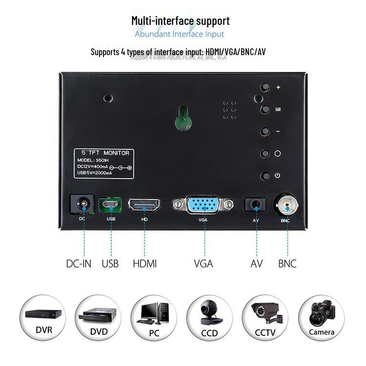5/7/8-Inch Portable Metal LCD HD Monitor for Embedded Computers and Car Displays