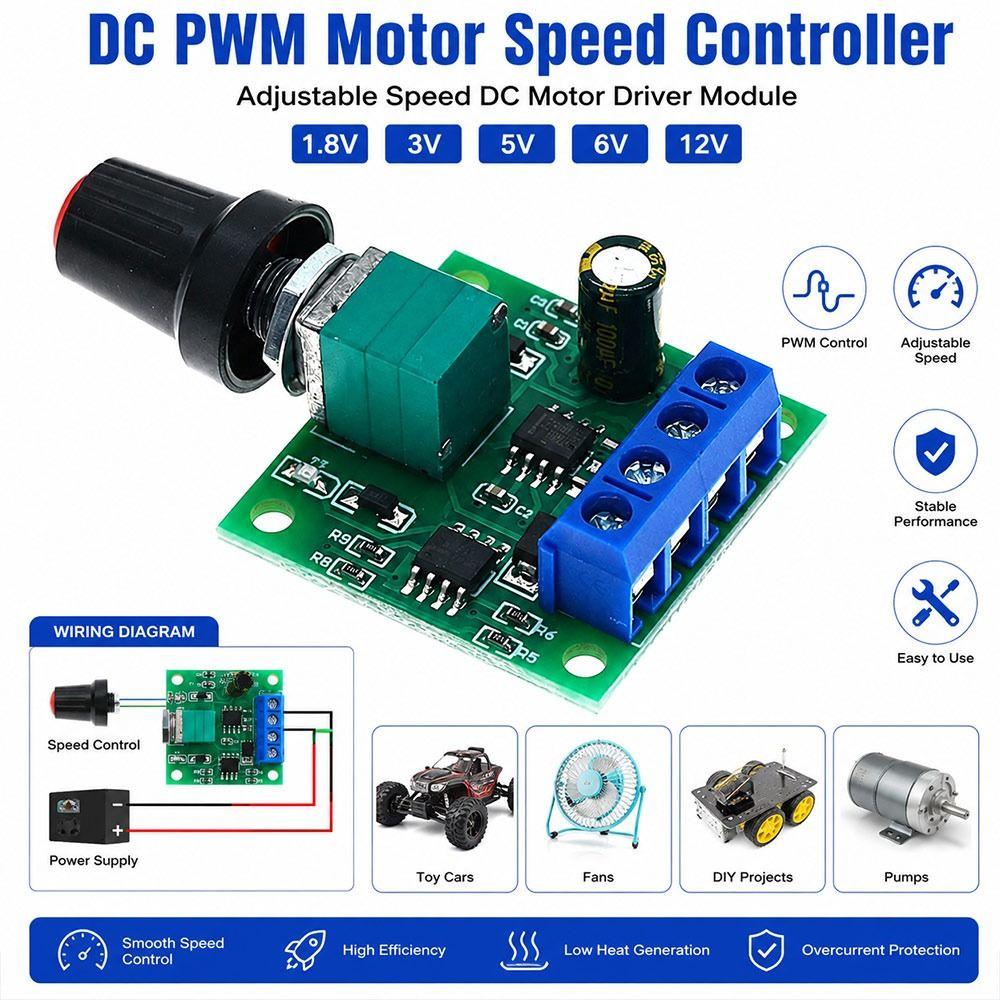 1.8V 3V 5V 6V 12V DC Motor Controller Motor Speed Regulator Circuit Board Projects
