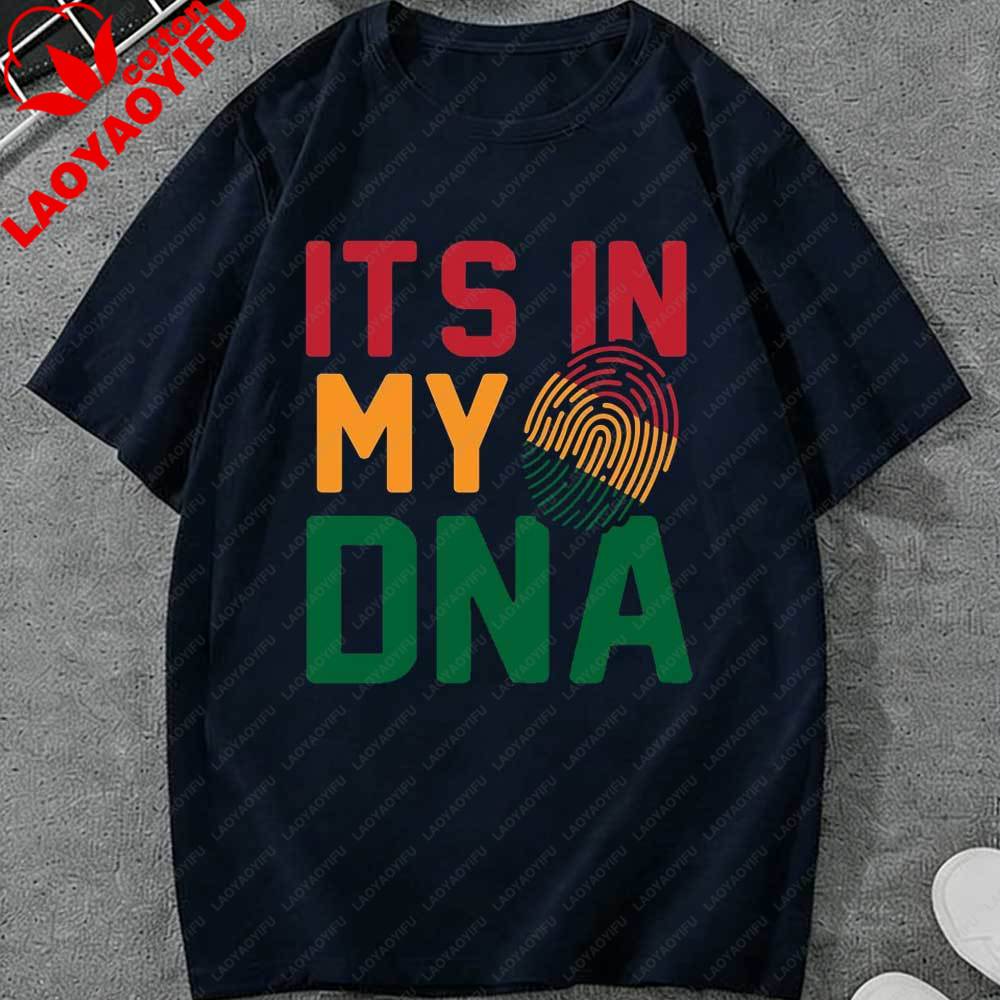 Juneteenth Es liegt in meiner DNA T-Shirt für Unisex Damen Afrikanischer Fingerabdruck Grafik T-Shirt Kurzarm Baumwoll Tops für den Juneteenth Feiertag