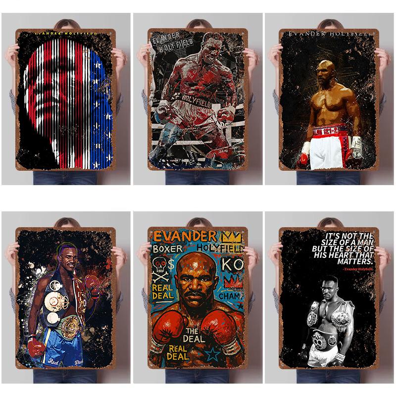 Evander Holyfield Boxer Metal Posters Custom Vintage Metal Signs Wall Art Tin Plaque for Man Cave Home Deco Bedroom Decoration