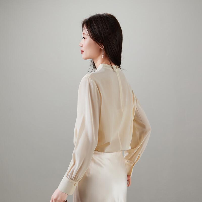 SOFSIL Women's Round Neck Long Sleeve Silk Blouse