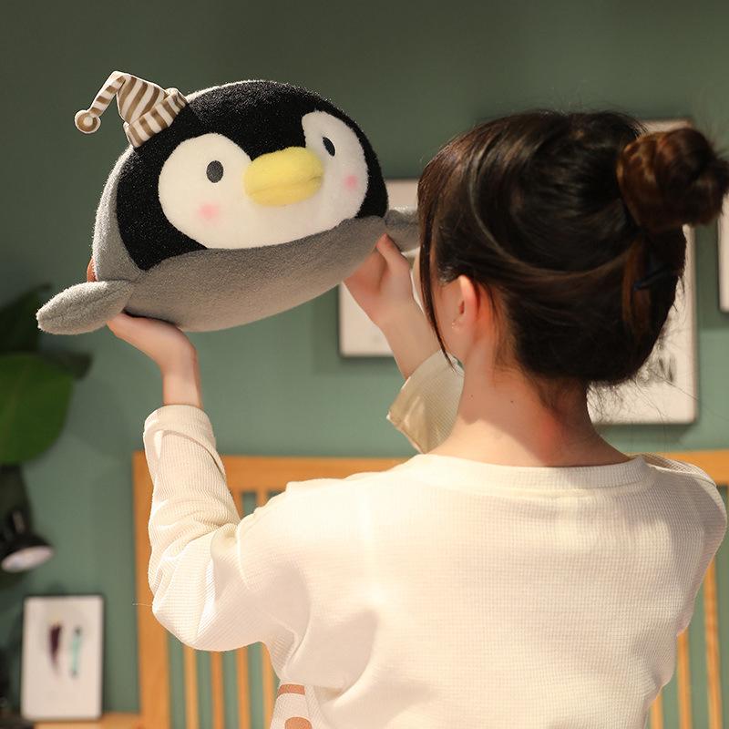 Cute Sleepy Penguin Plush Pillow - Soft Marine Animal Doll for Kids