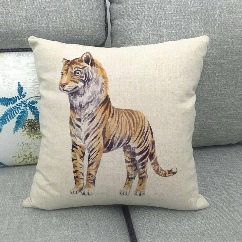 Simple painted African animals Digital printing short plush pillow covers for car sofa office cushion cover home goods