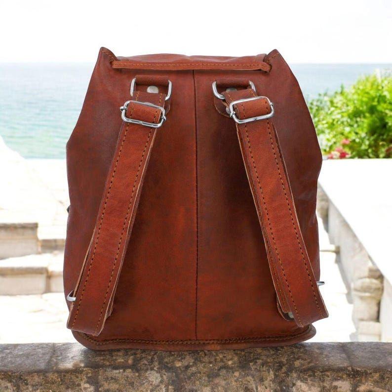 Leather Mini Backpack, Travel Backpack, Brown Leather Laptop Bag, Gift for Him Her, Handmade Unisex Daypack, Back to School