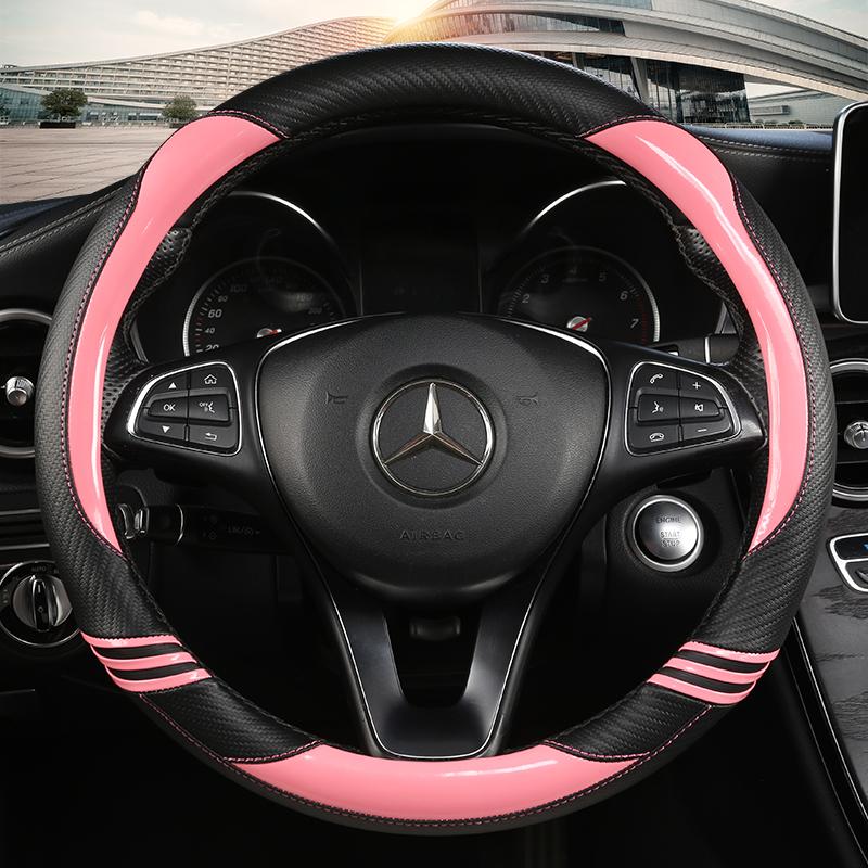 Anti Slip Car Carbon Fiber Steering Wheel Cover for Mercedes Ben AMG 38cm Models A C CLA E GLA GLC GLE S B CLS Class