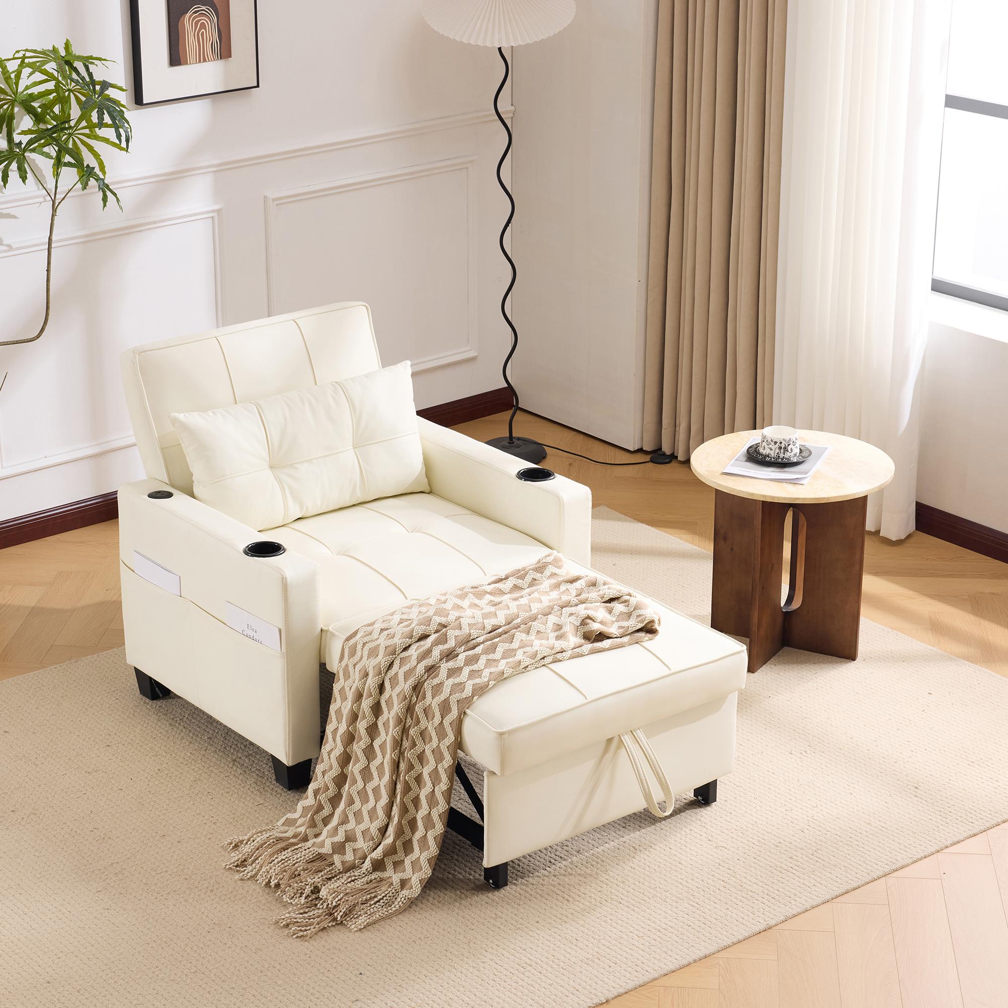 3-in-1 Pull-Out Single Sleeper Sofa –