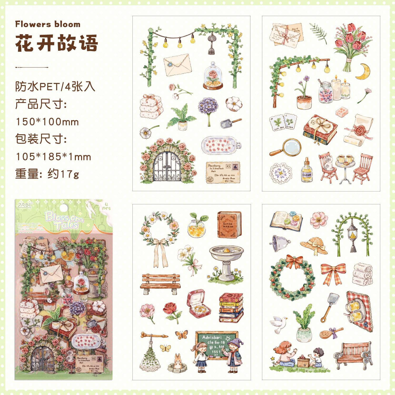 

4sheets Happiness Guide Series Kawaii Life Stress Relief Theme PET Stickers Scrapbooking Stickers Decor Journal Supplies