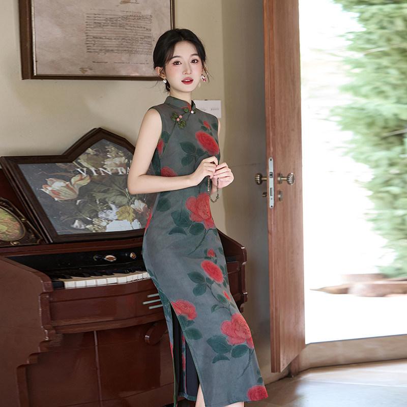 Kolsuz milli tarz yeni Çin günlük Suzhou uzun cheongsam geliştirilmiş genç 1011 yeni kadın yüksek kalite yaz